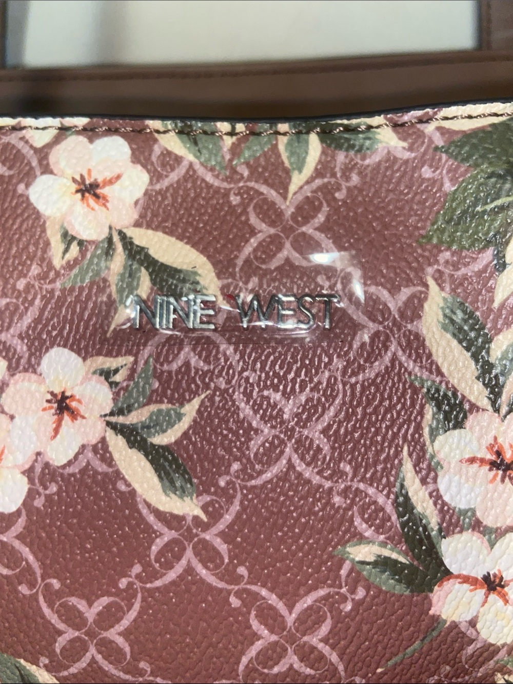 Nine West Floral Tote in Mauve and Pink - Picture 6 of 10
